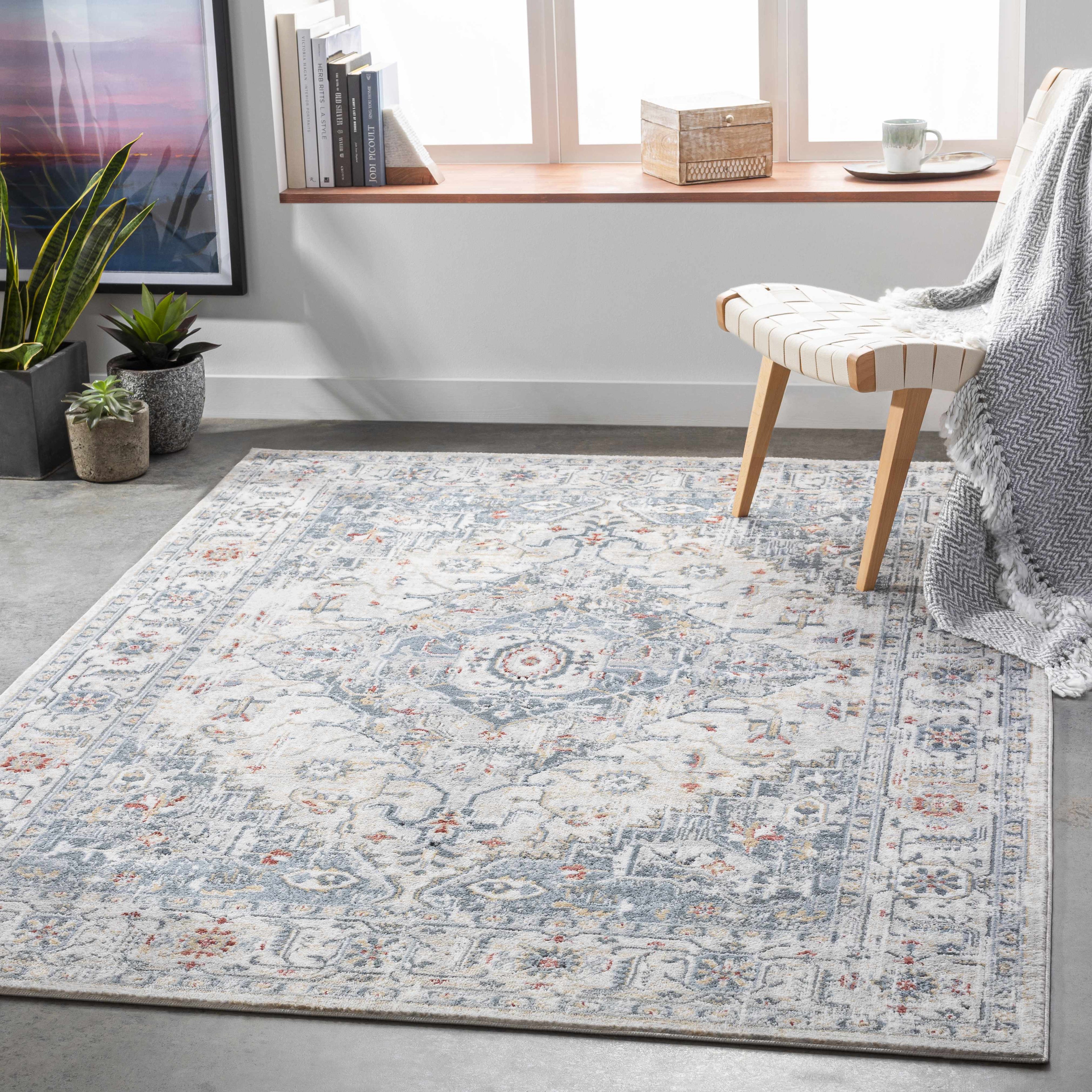 Billings Medallion Area Rug | Blue & Beige Tones