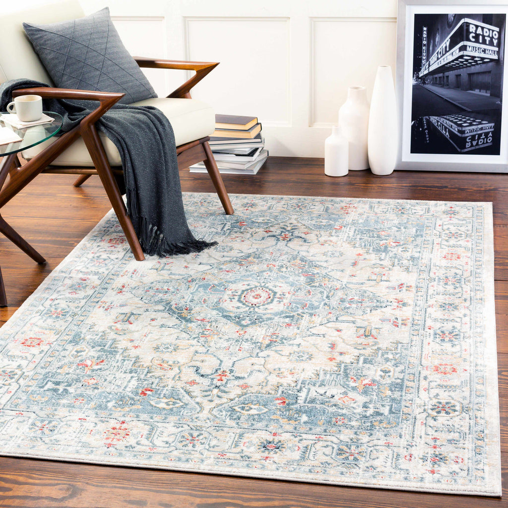 Billings Medallion Area Rug | Blue & Beige Tones