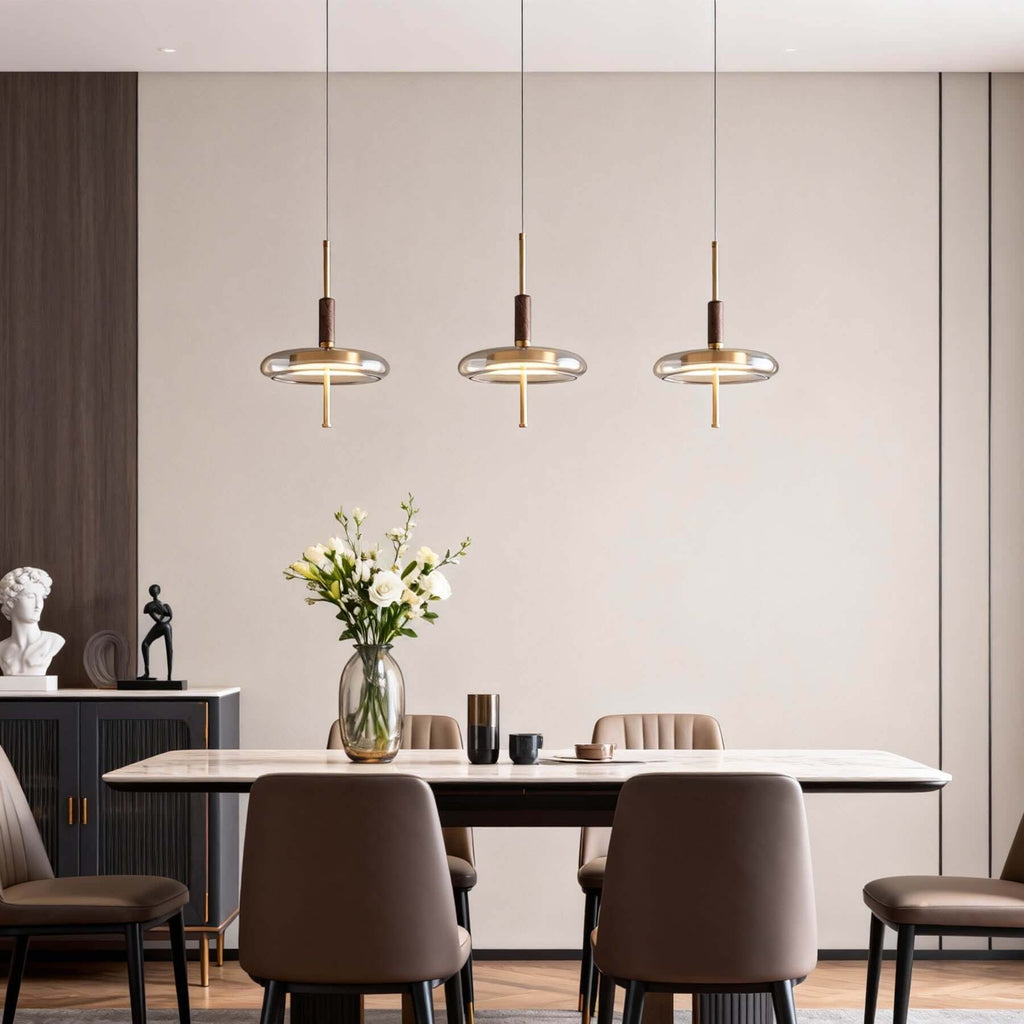 Junaro Glass & Wood Pendant Lamp | Single or 3-Light Bar Island Light