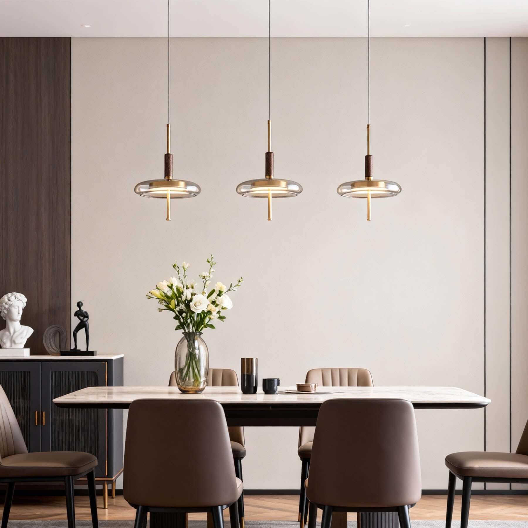 Junaro Glass & Wood Pendant Lamp | Single or 3-Light Bar Island Light
