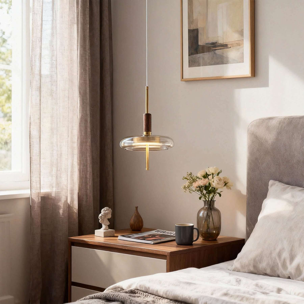 Junaro Glass & Wood Pendant Lamp | Single or 3-Light Bar Island Light