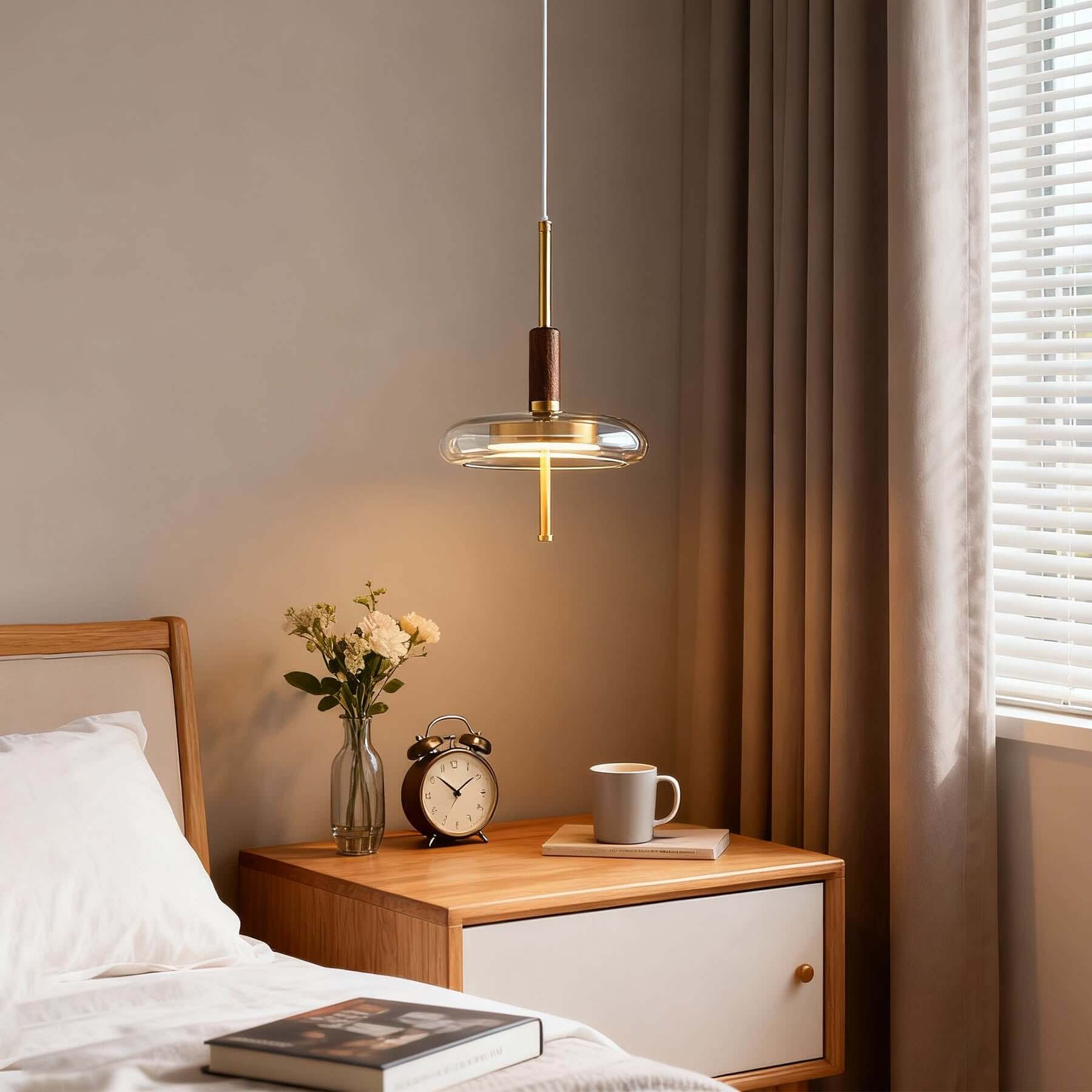 Junaro Glass & Wood Pendant Lamp | Single or 3-Light Bar Island Light