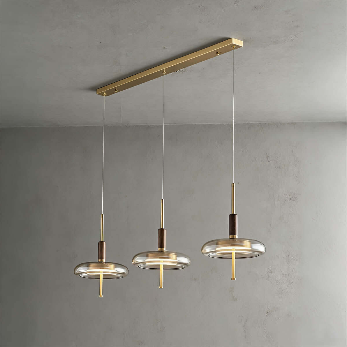 Junaro Glass & Wood Pendant Lamp | Single or 3-Light Bar Island Light