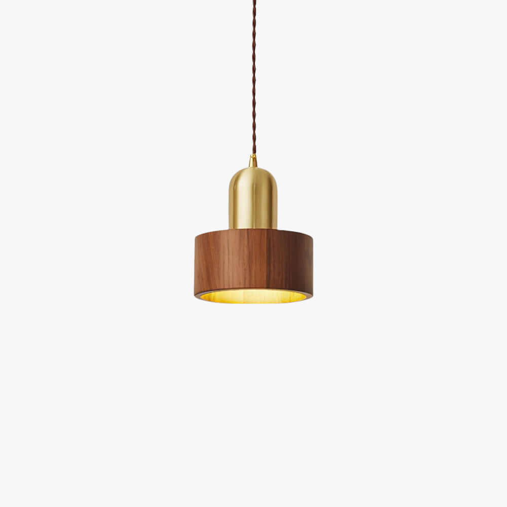 Kalvio Wood & Brass Pendant Lamp | Japandi Bedside Hanging Light