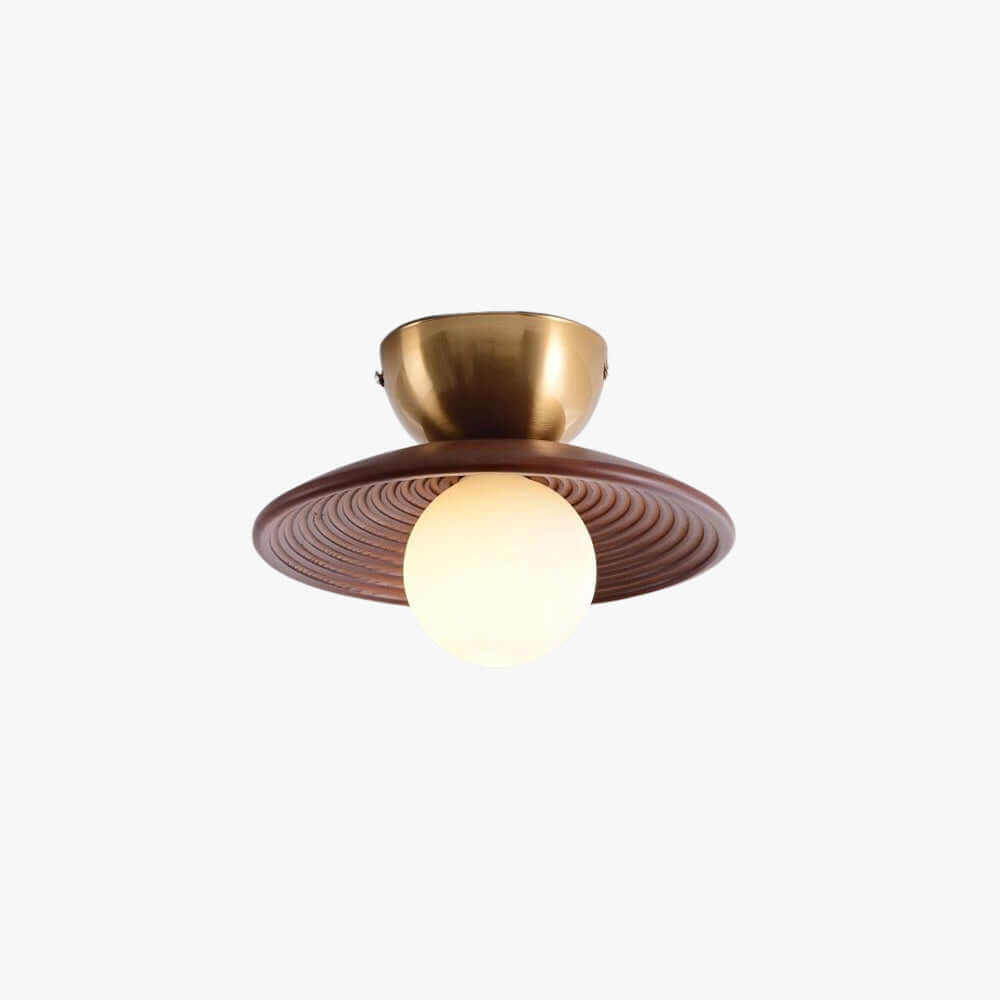 Kemiro Wood Ceiling Lamp | Small Flush Mount Porch & Bedroom Light
