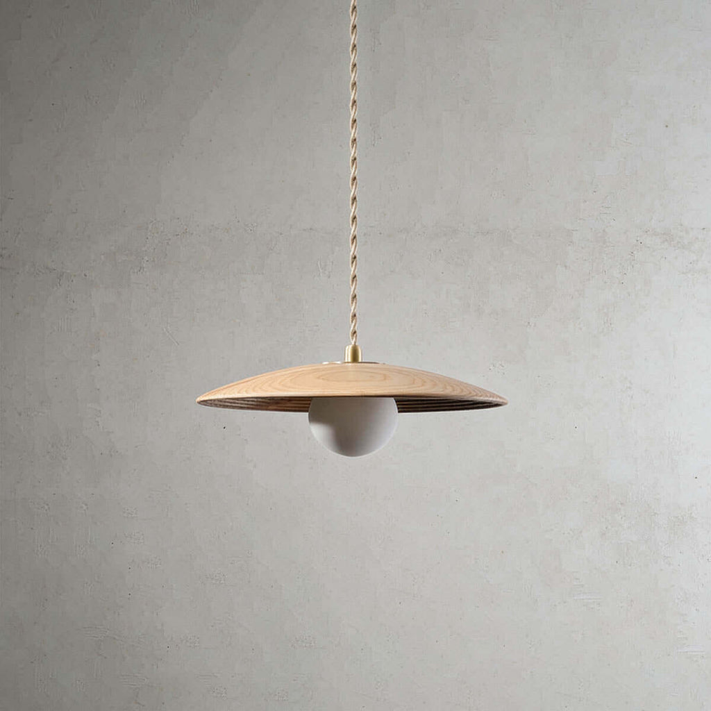 Kemiro Wood Disc Pendant Light | Wabi-Sabi Island Hanging Lamp