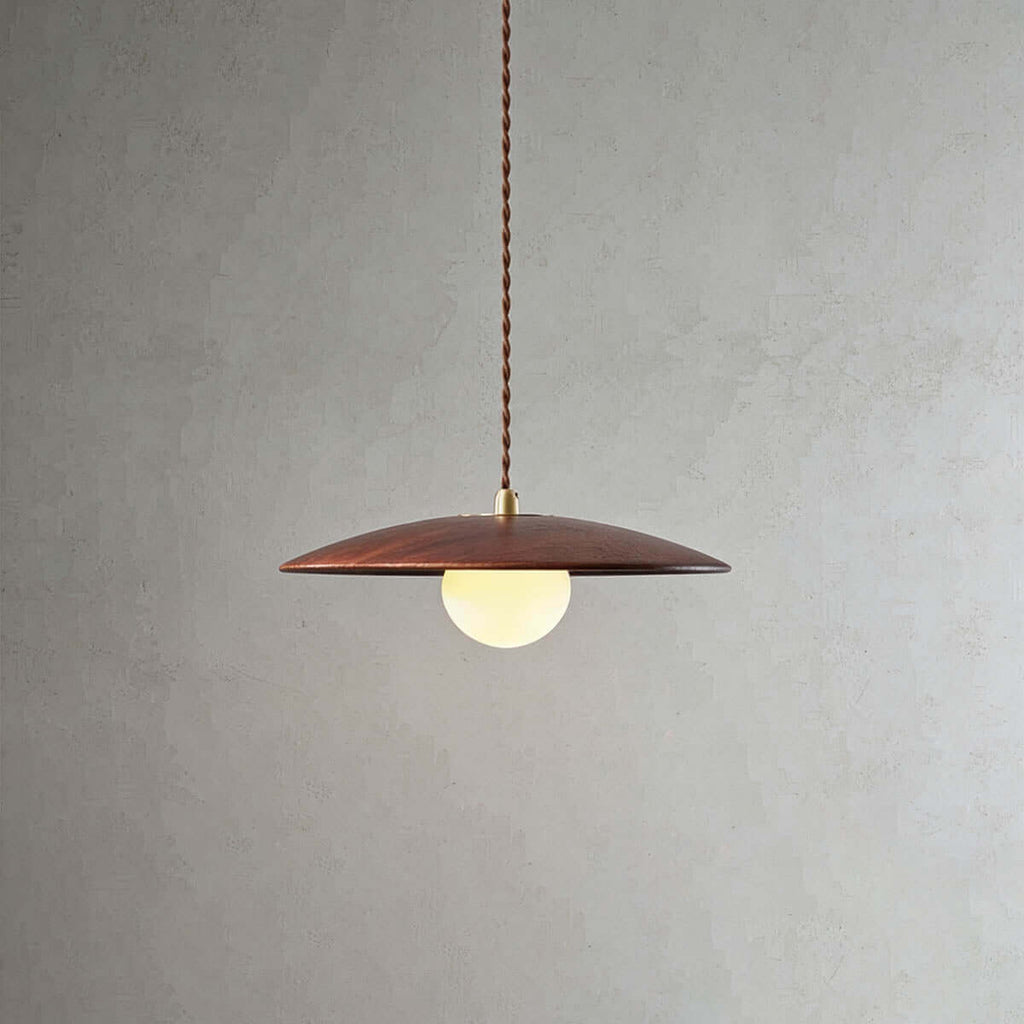 Kemiro Wood Disc Pendant Light | Wabi-Sabi Island Hanging Lamp