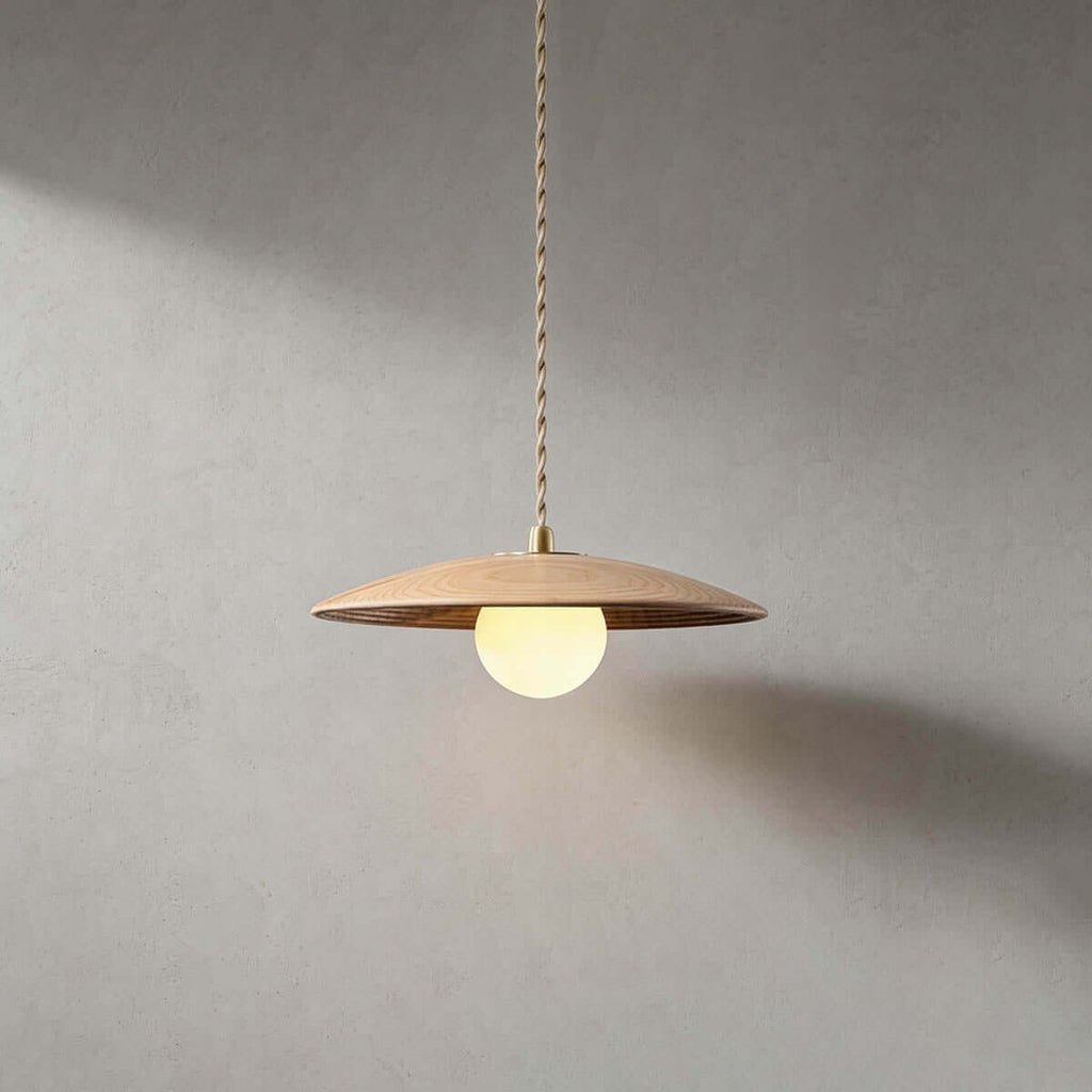 Kemiro Wood Disc Pendant Light | Wabi-Sabi Island Hanging Lamp