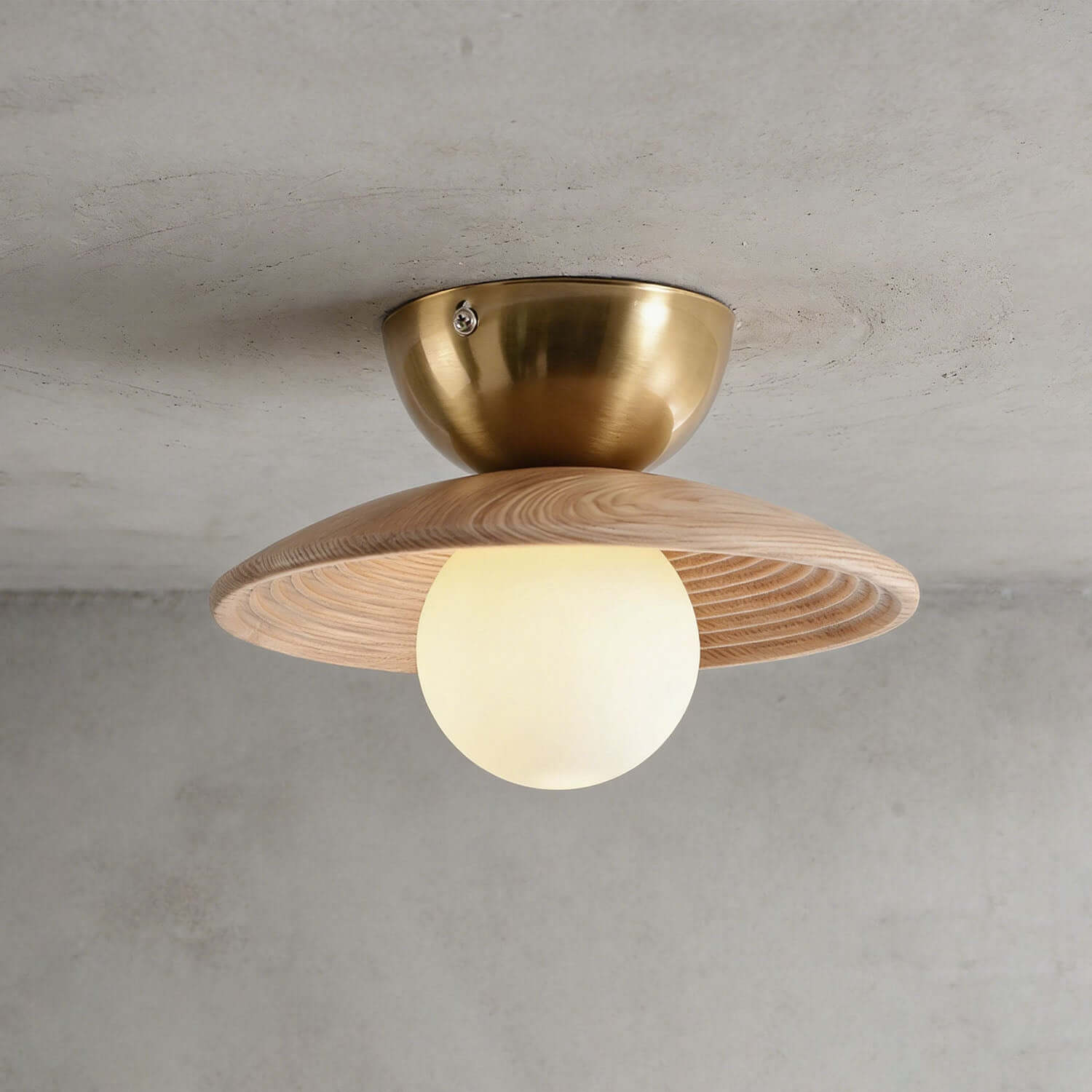 Kemiro Wood Ceiling Lamp | Small Flush Mount Porch & Bedroom Light