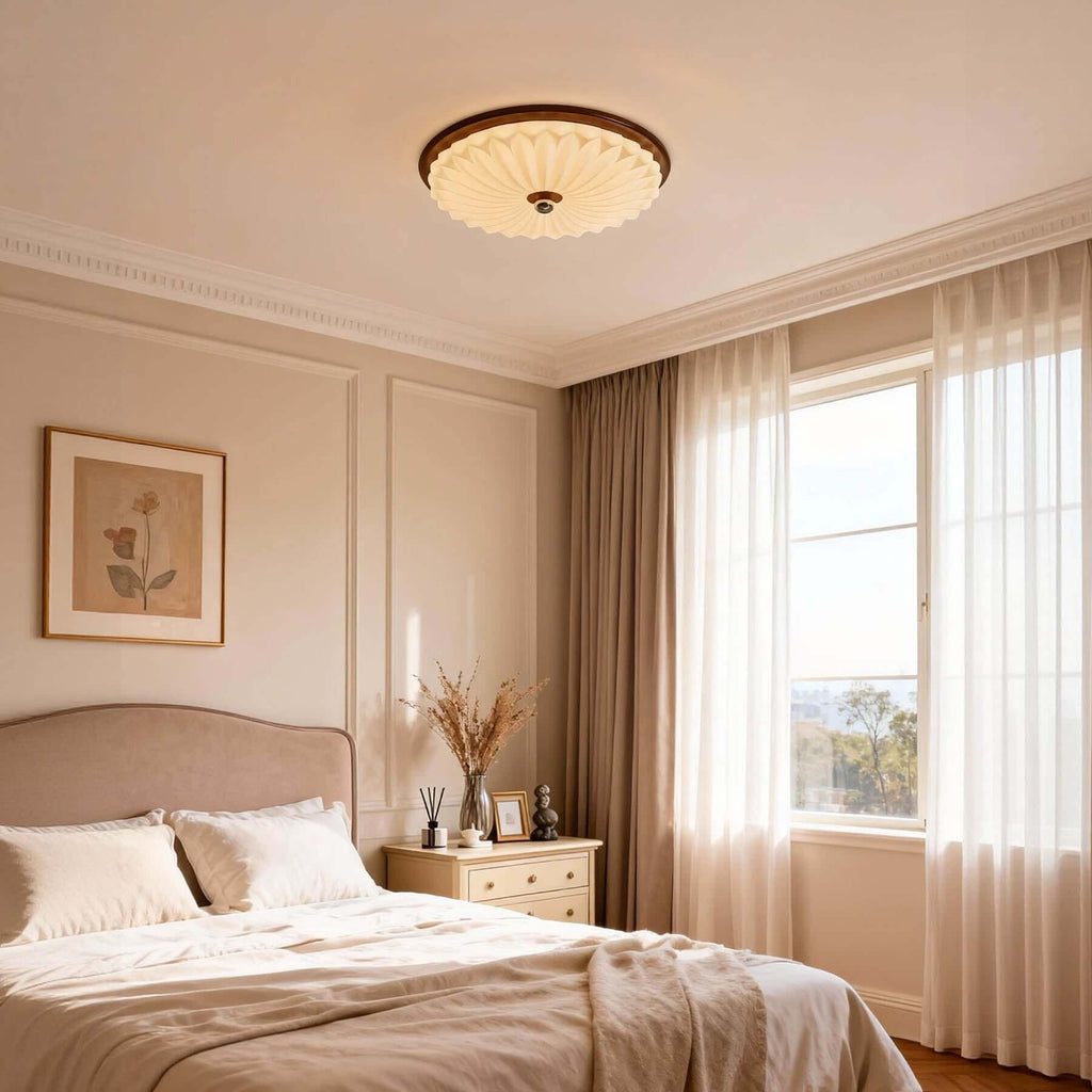 Kesula Acrylic & Wood Ceiling Lamp | Round Flush Mount Tri-Color Light