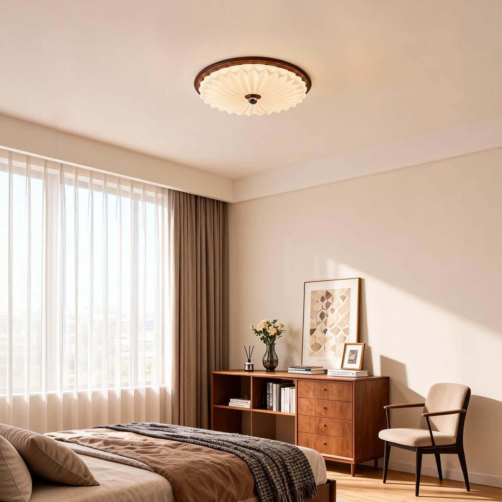 Kesula Acrylic & Wood Ceiling Lamp | Round Flush Mount Tri-Color Light