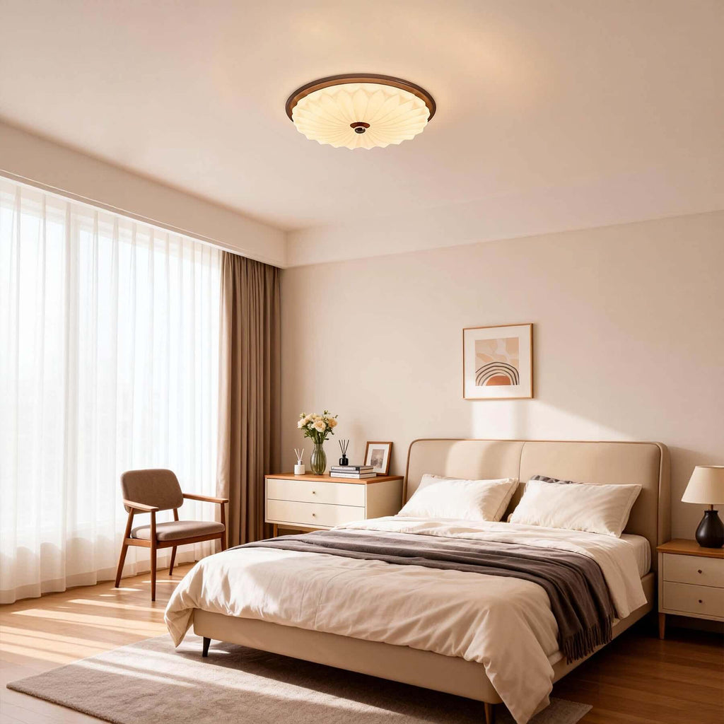 Kesula Acrylic & Wood Ceiling Lamp | Round Flush Mount Tri-Color Light
