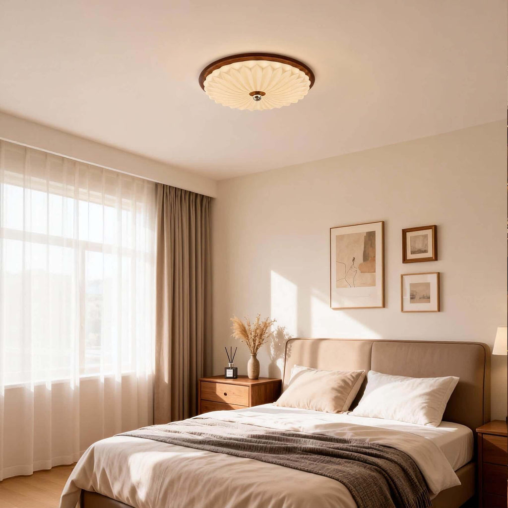 Kesula Acrylic & Wood Ceiling Lamp | Round Flush Mount Tri-Color Light