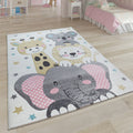 Elaya Kids Rug | Happy Animals Cream Pastel Design
