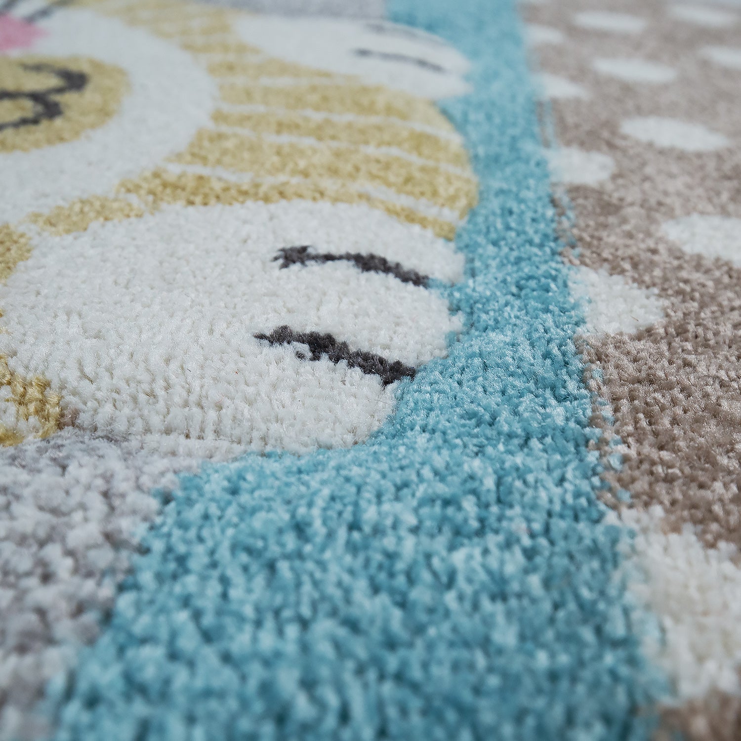 Elaya Kids Rug | Cute Animals on a Train Pastel Grey Design