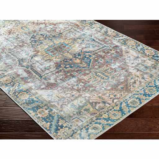 Catigpian Blue Distressed Washable Area Rug | Vintage Medallion Design – Hauteloom