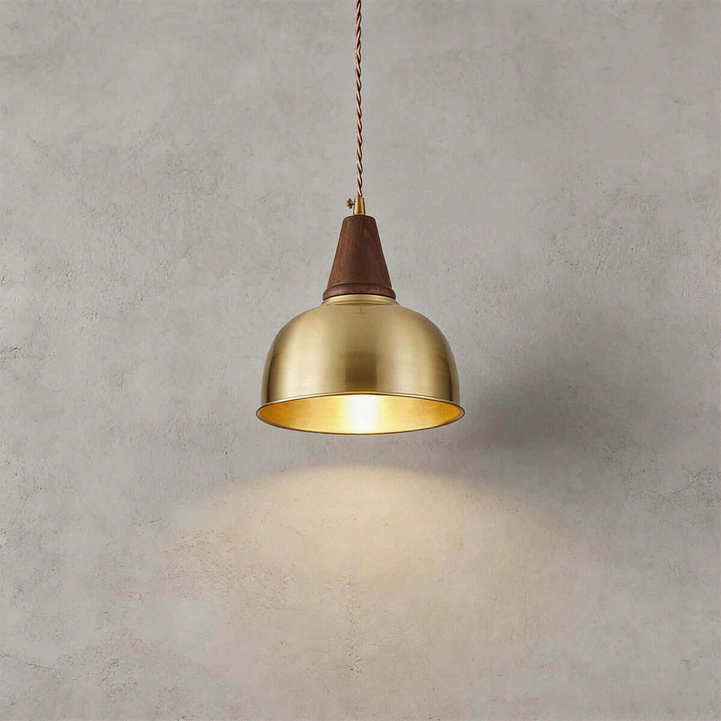 Lavino Brass & Wood Pendant Lamp | Mid-Century Island Hanging Light