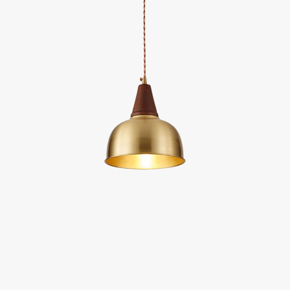 Lavino Brass & Wood Pendant Lamp | Mid-Century Island Hanging Light