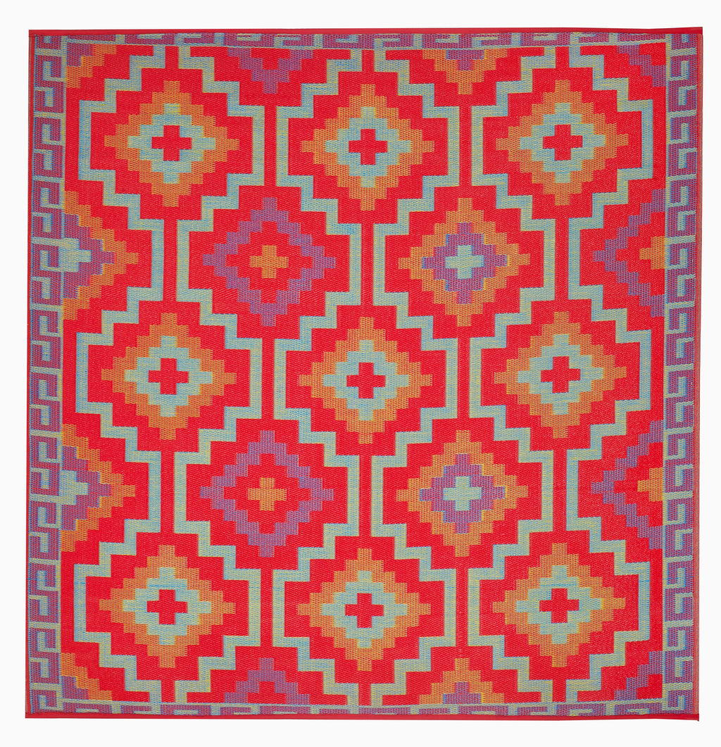 Lhasa Outdoor Rug | Boho Geometric Multicolor Design