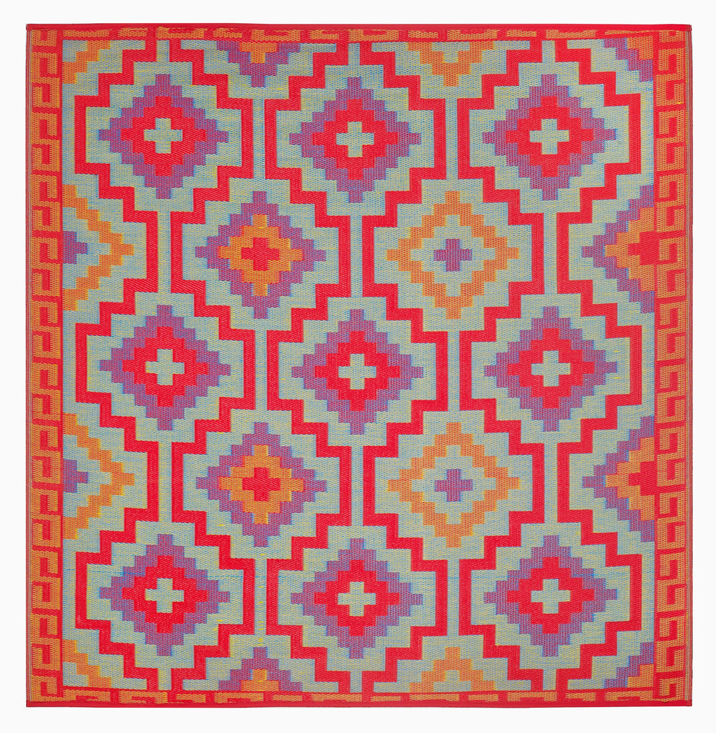 Lhasa Outdoor Rug | Boho Geometric Multicolor Design