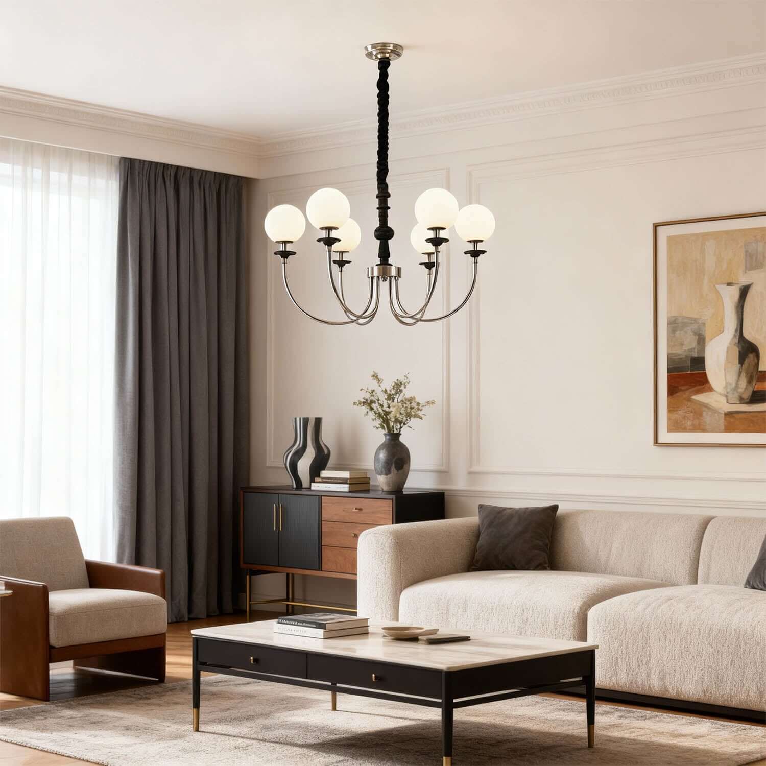Lomeza Mid-Century Chandelier | 3/6/8-Light Gold or Chrome Sputnik Design