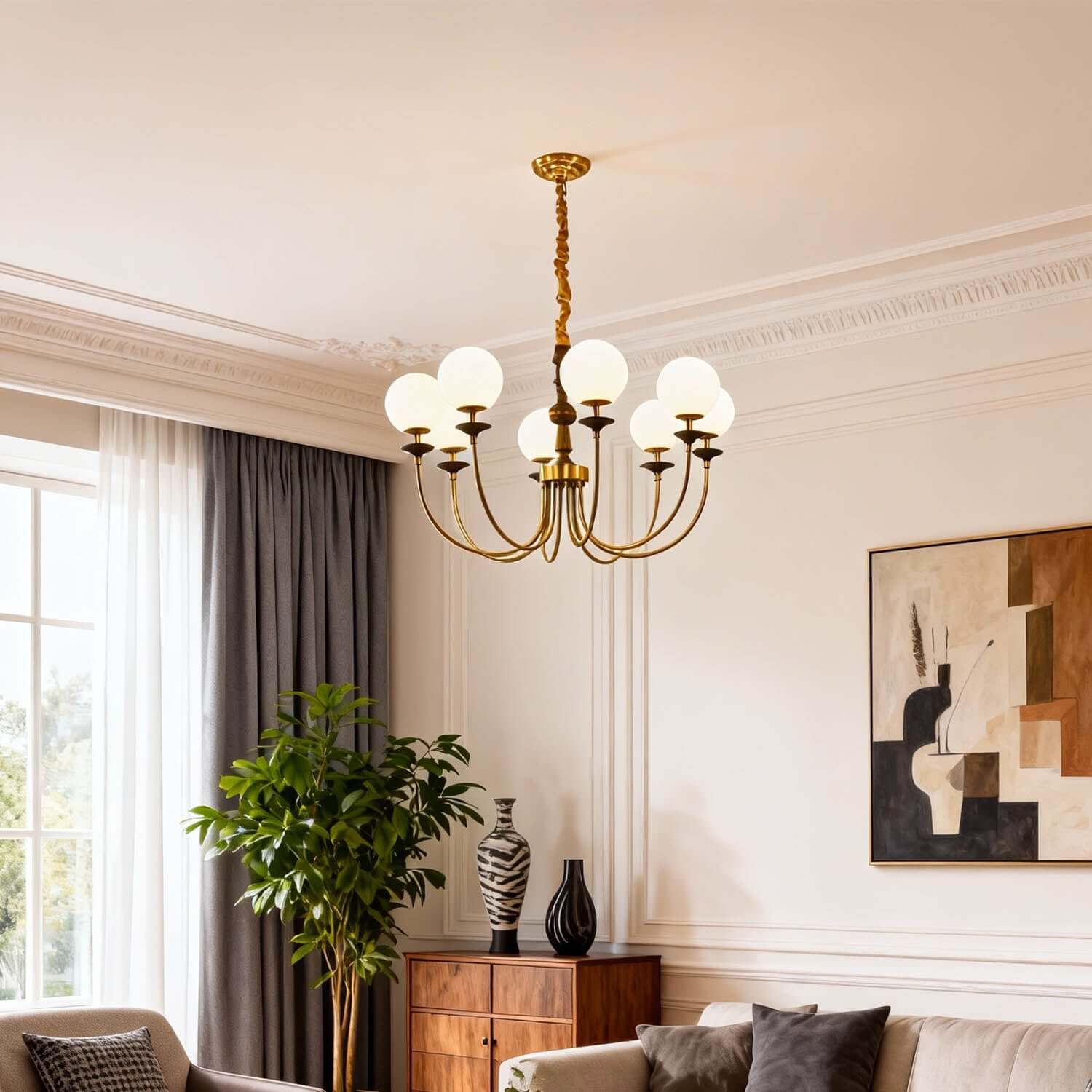 Lomeza Mid-Century Chandelier | 3/6/8-Light Gold or Chrome Sputnik Design