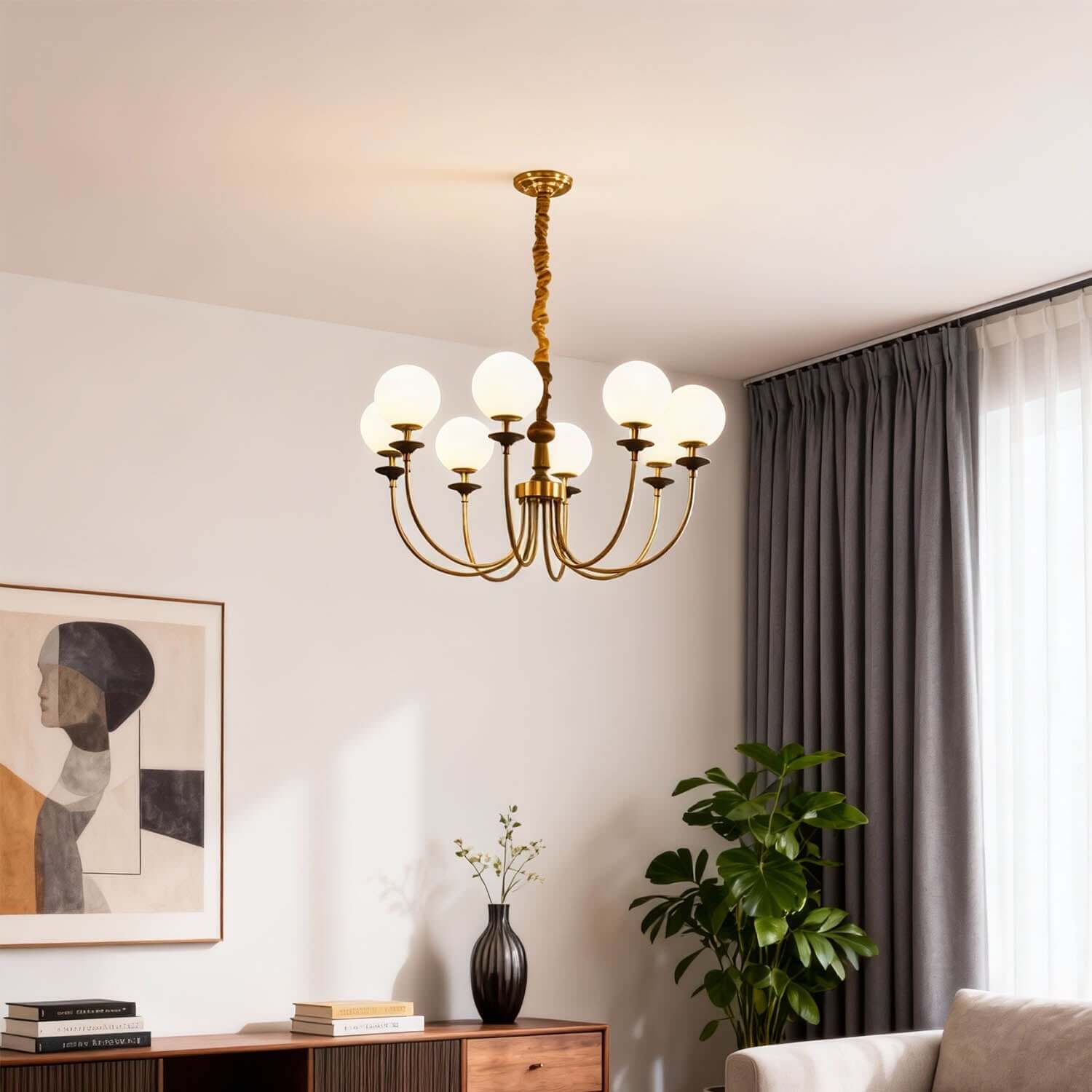 Lomeza Mid-Century Chandelier | 3/6/8-Light Gold or Chrome Sputnik Design