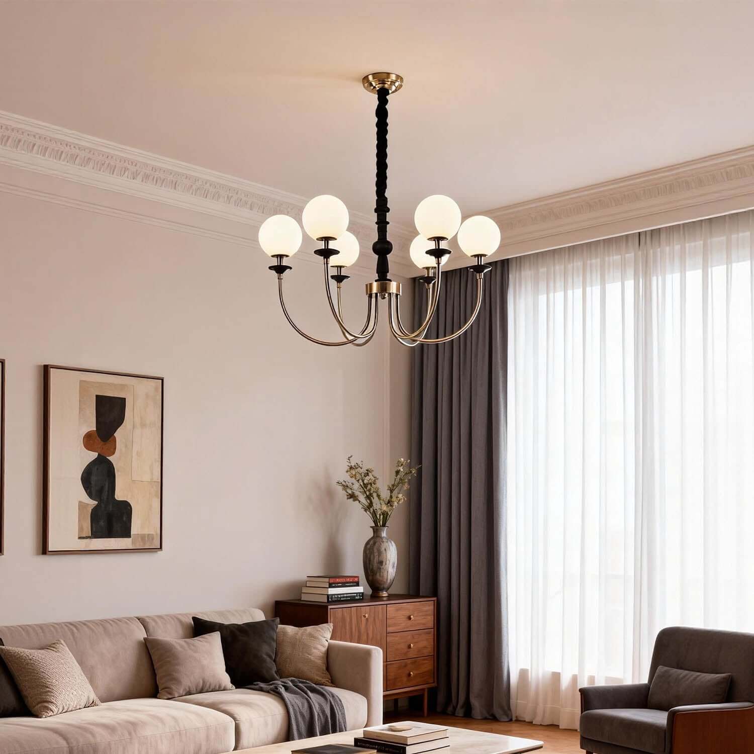Lomeza Mid-Century Chandelier | 3/6/8-Light Gold or Chrome Sputnik Design