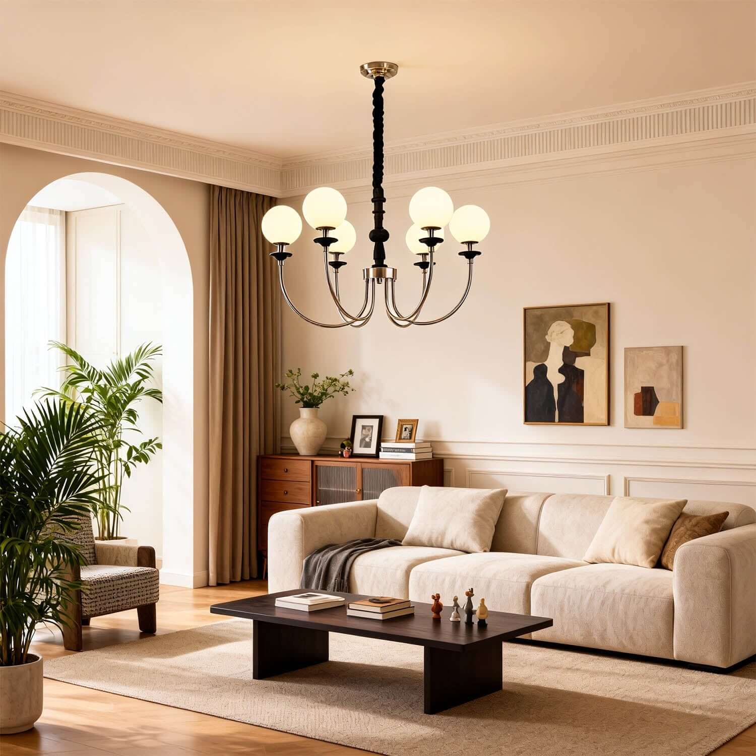 Lomeza Mid-Century Chandelier | 3/6/8-Light Gold or Chrome Sputnik Design