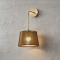 Lurevo Wood & Brass Wall Light | Vintage Round Bedroom Sconce