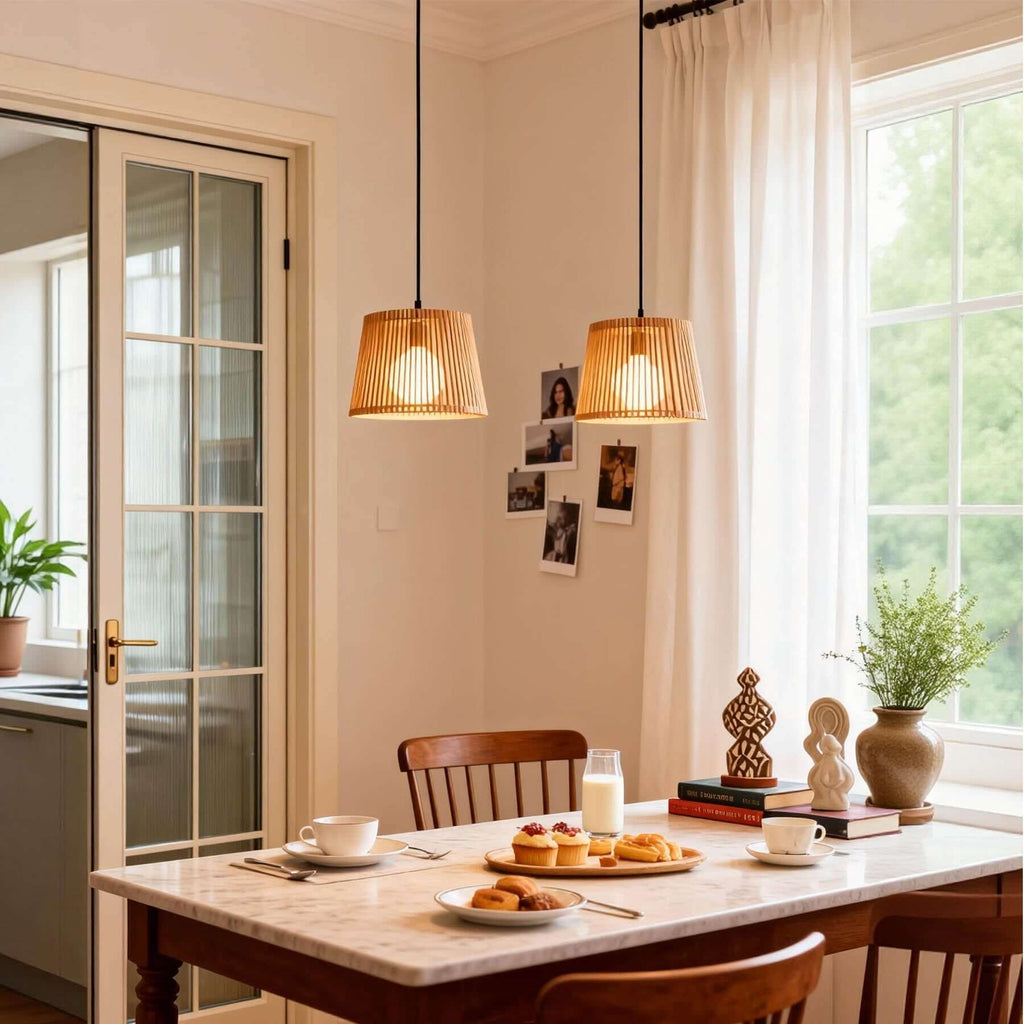 Lurevo Boho Wood Pendant Lamp | Multi-Size Hanging Island Light
