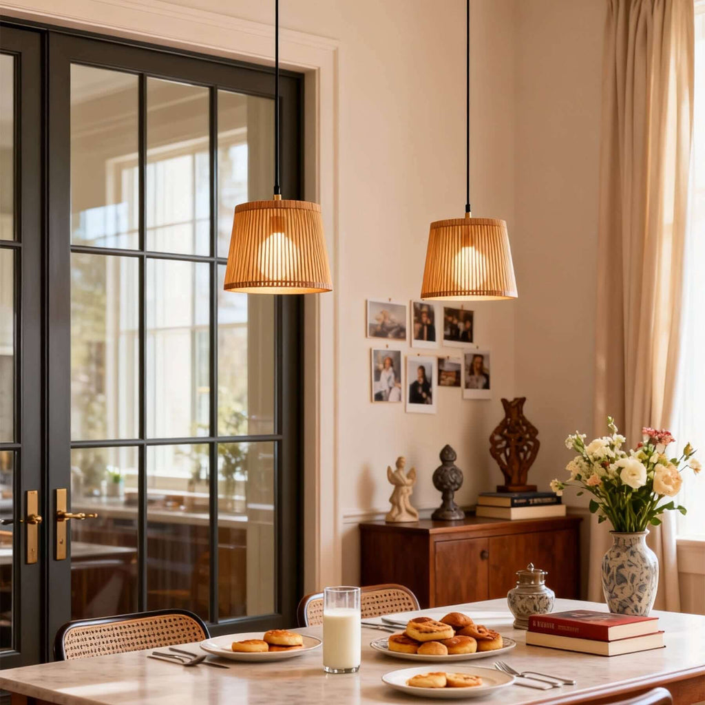 Lurevo Boho Wood Pendant Lamp | Multi-Size Hanging Island Light