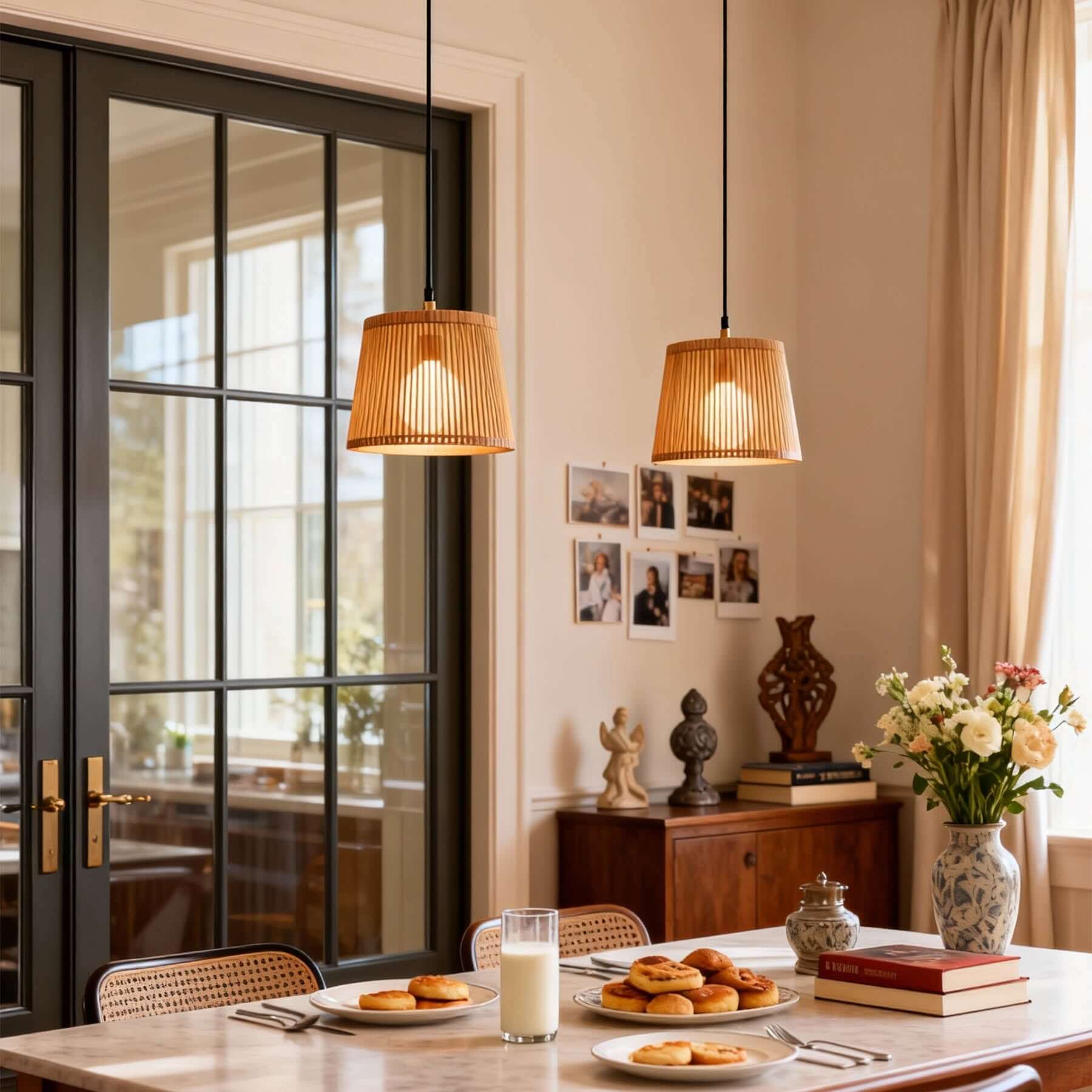 Lurevo Boho Wood Pendant Lamp | Multi-Size Hanging Island Light