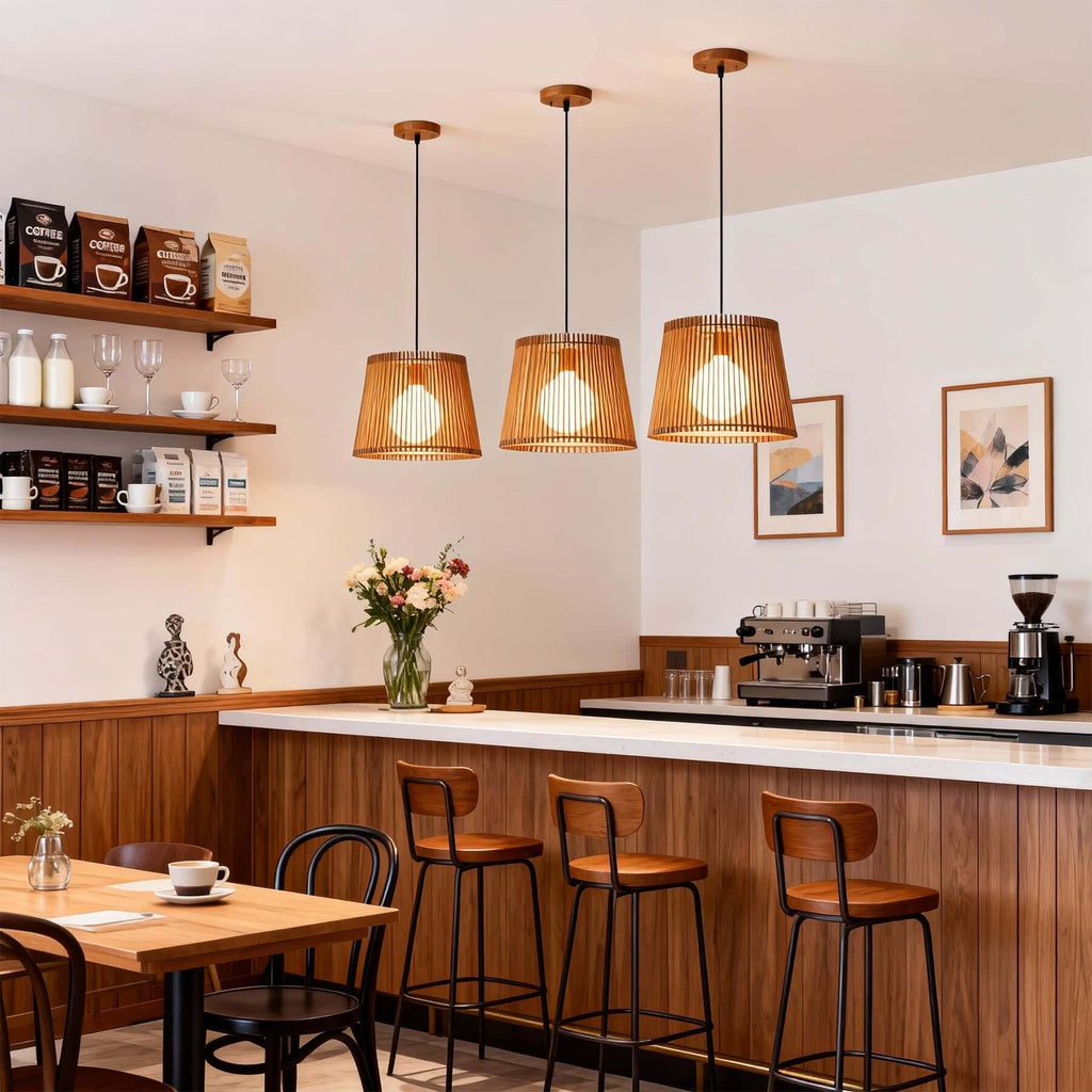 Lurevo Boho Wood Pendant Lamp | Multi-Size Hanging Island Light