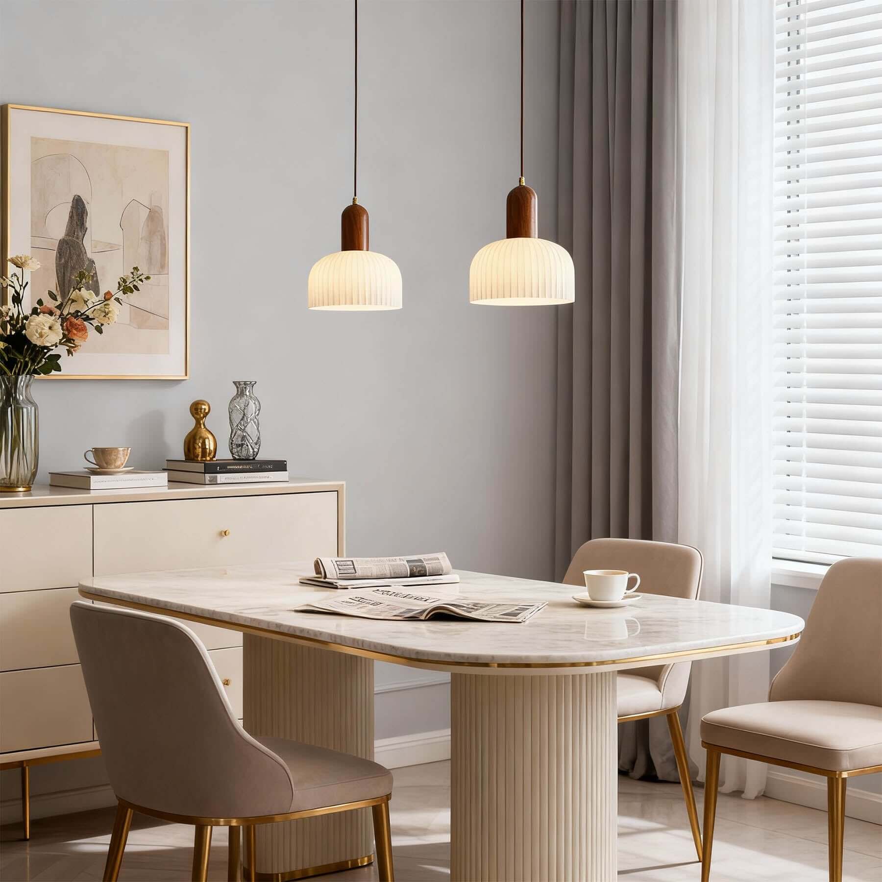 Merona Milk Glass Pendant Lamp | Art Deco Wood Base Hanging Light