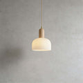 Merona Milk Glass Pendant Lamp | Art Deco Wood Base Hanging Light