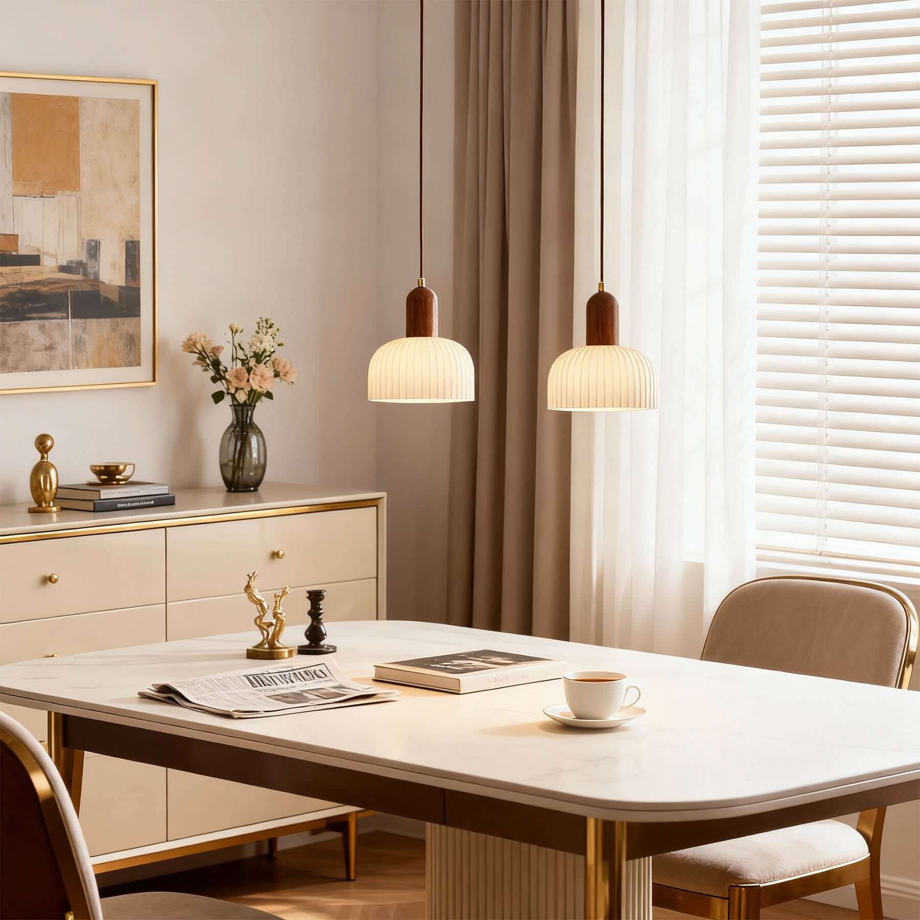 Merona Milk Glass Pendant Lamp | Art Deco Wood Base Hanging Light