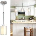 Modern Glass Pendant Light with Chrome Nickel Finish for Kitchen Island