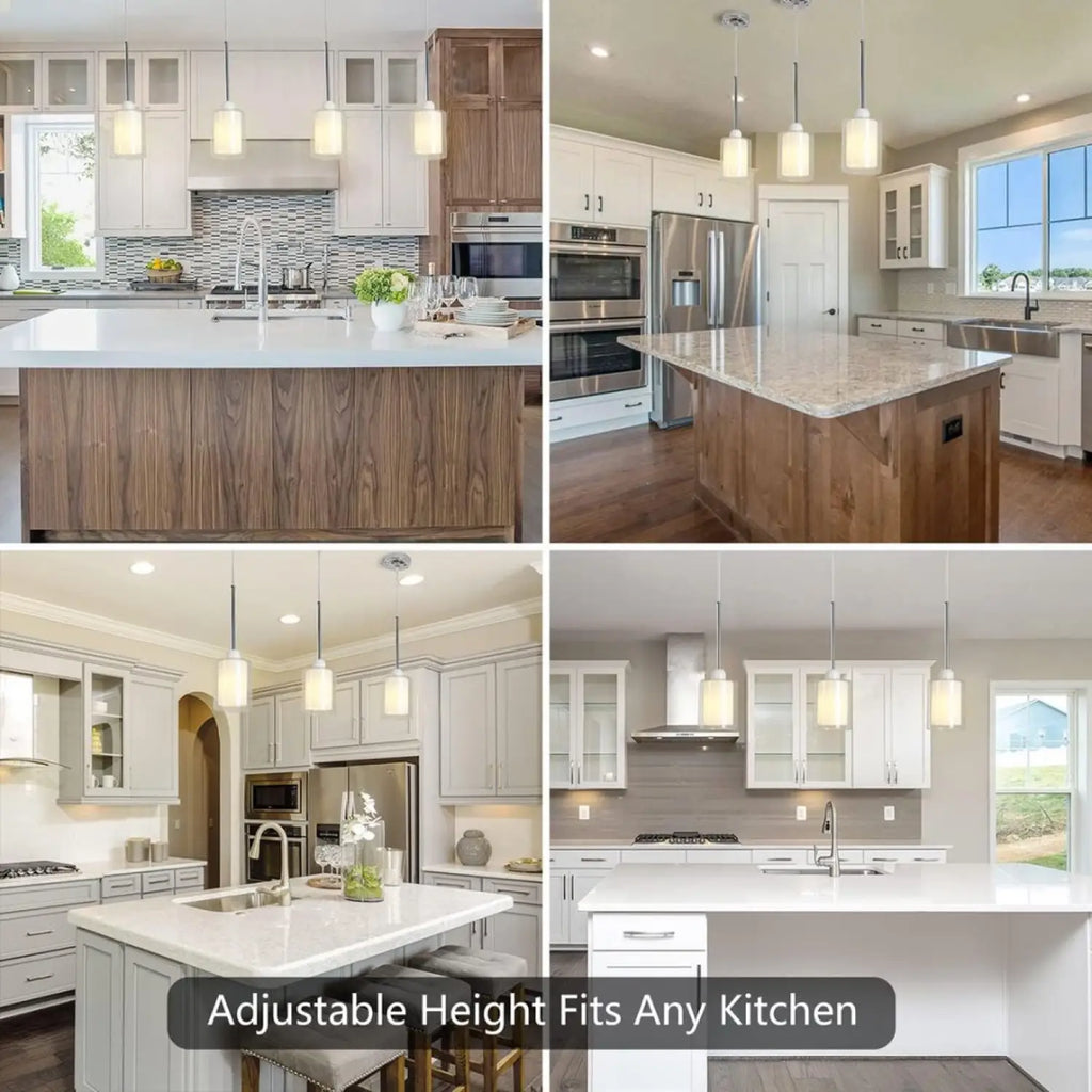 Modern Glass Pendant Light with Chrome Nickel Finish for Kitchen Island