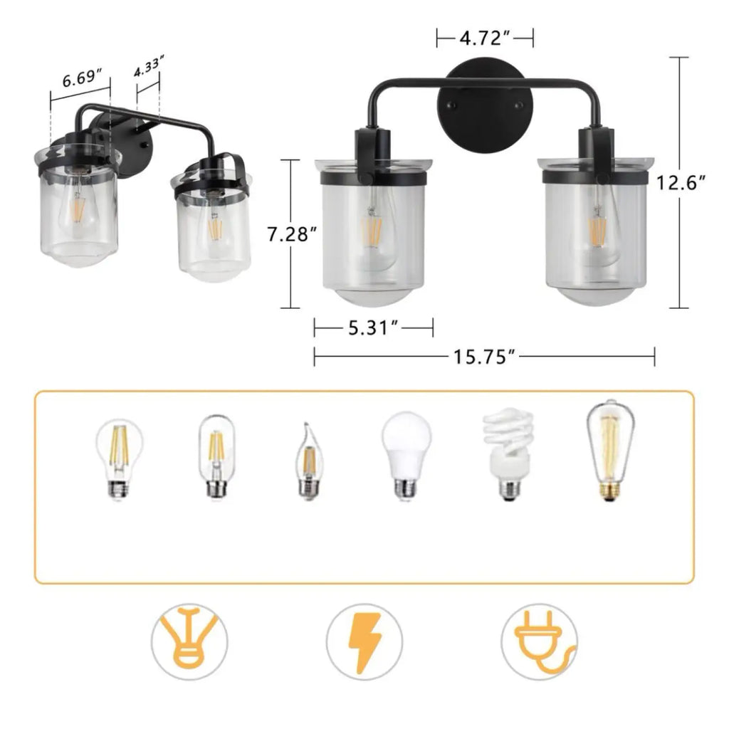 Modern Wall Lights Sconces with Clear Glass Shade and E26 Socket