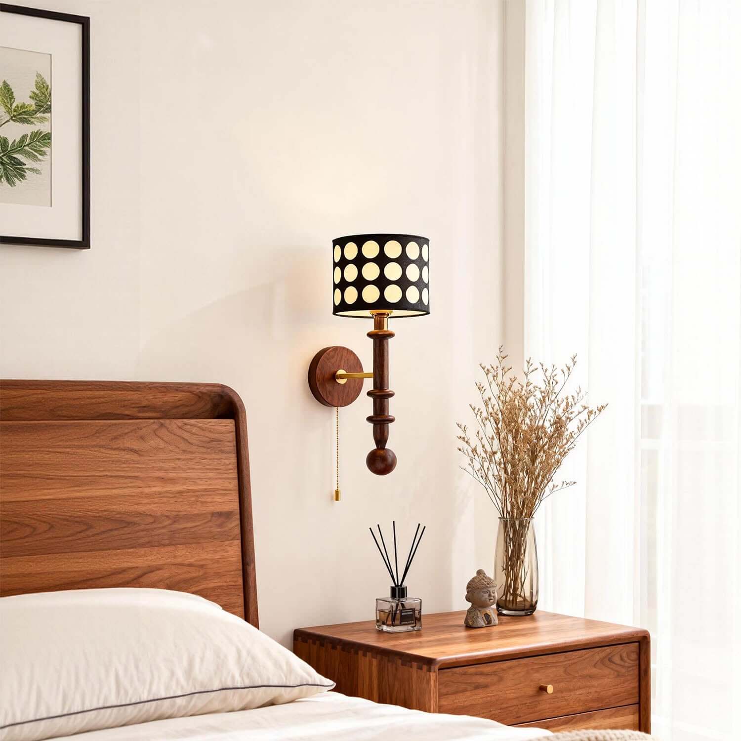 Navira Wood Wall Sconce | Tall Sculptural Bedside Wall Lamp