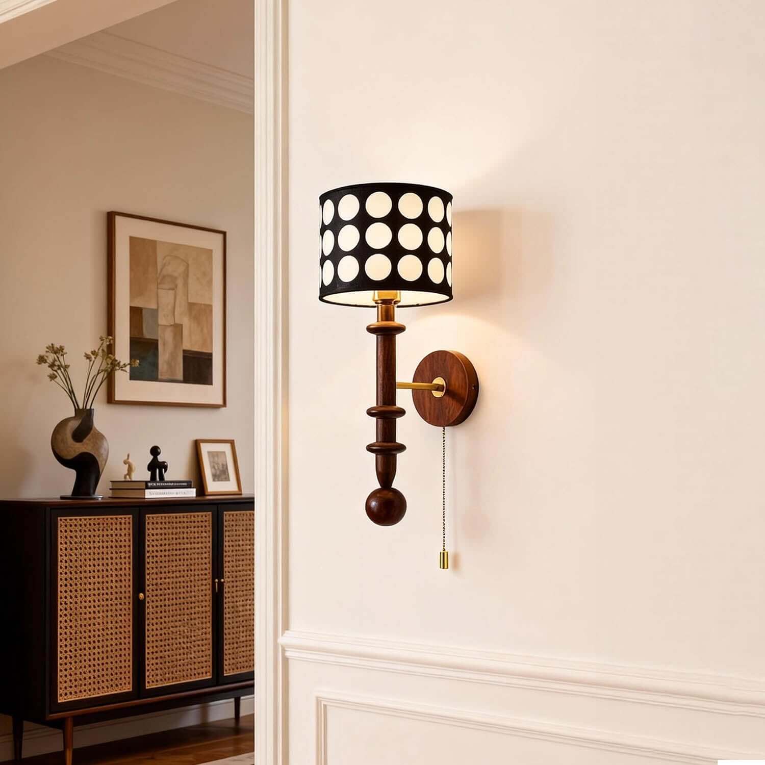 Navira Wood Wall Sconce | Tall Sculptural Bedside Wall Lamp