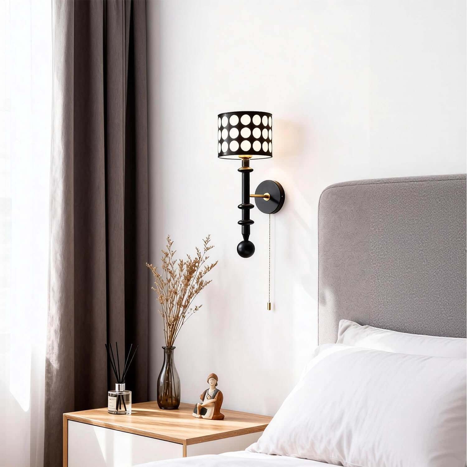 Navira Wood Wall Sconce | Tall Sculptural Bedside Wall Lamp
