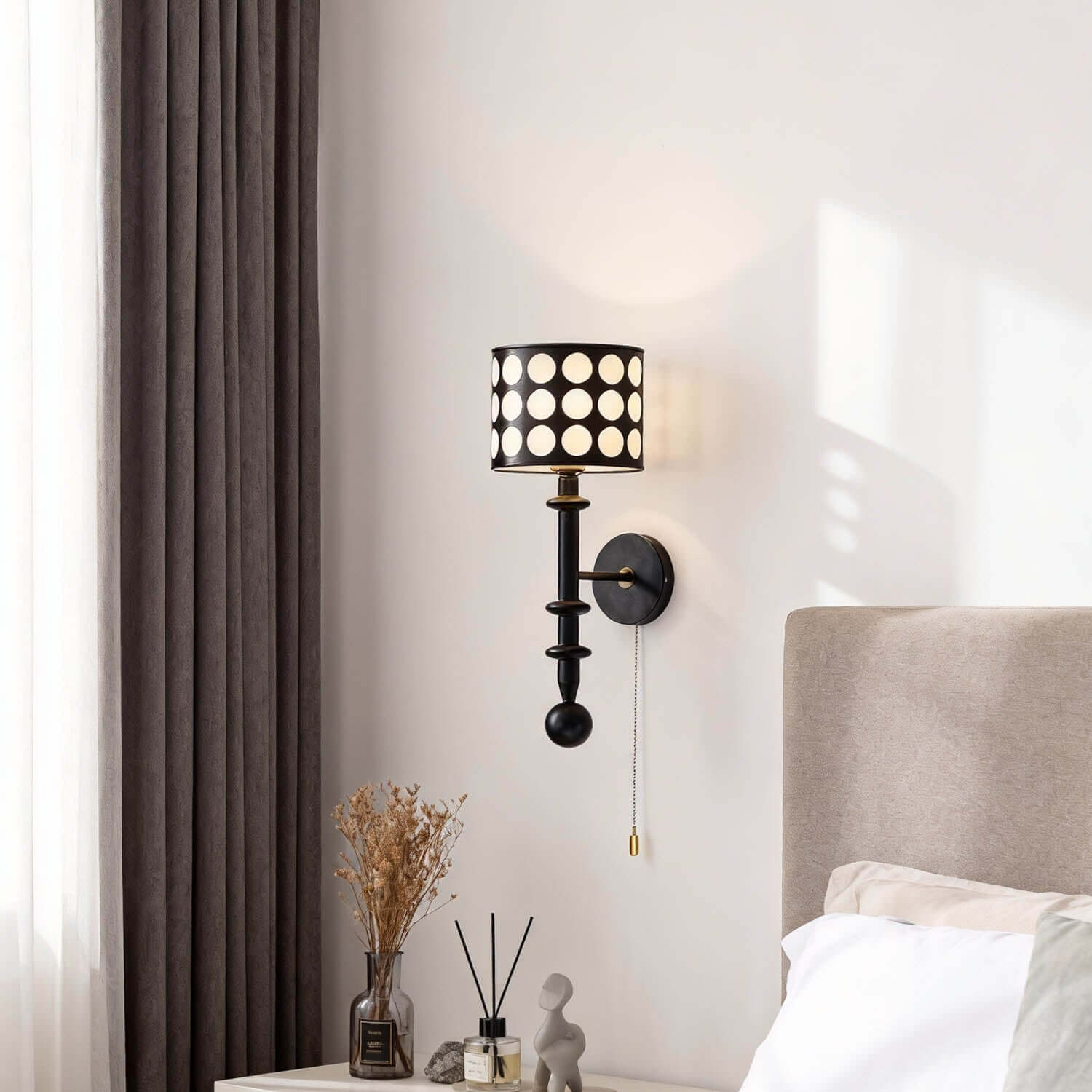 Navira Wood Wall Sconce | Tall Sculptural Bedside Wall Lamp
