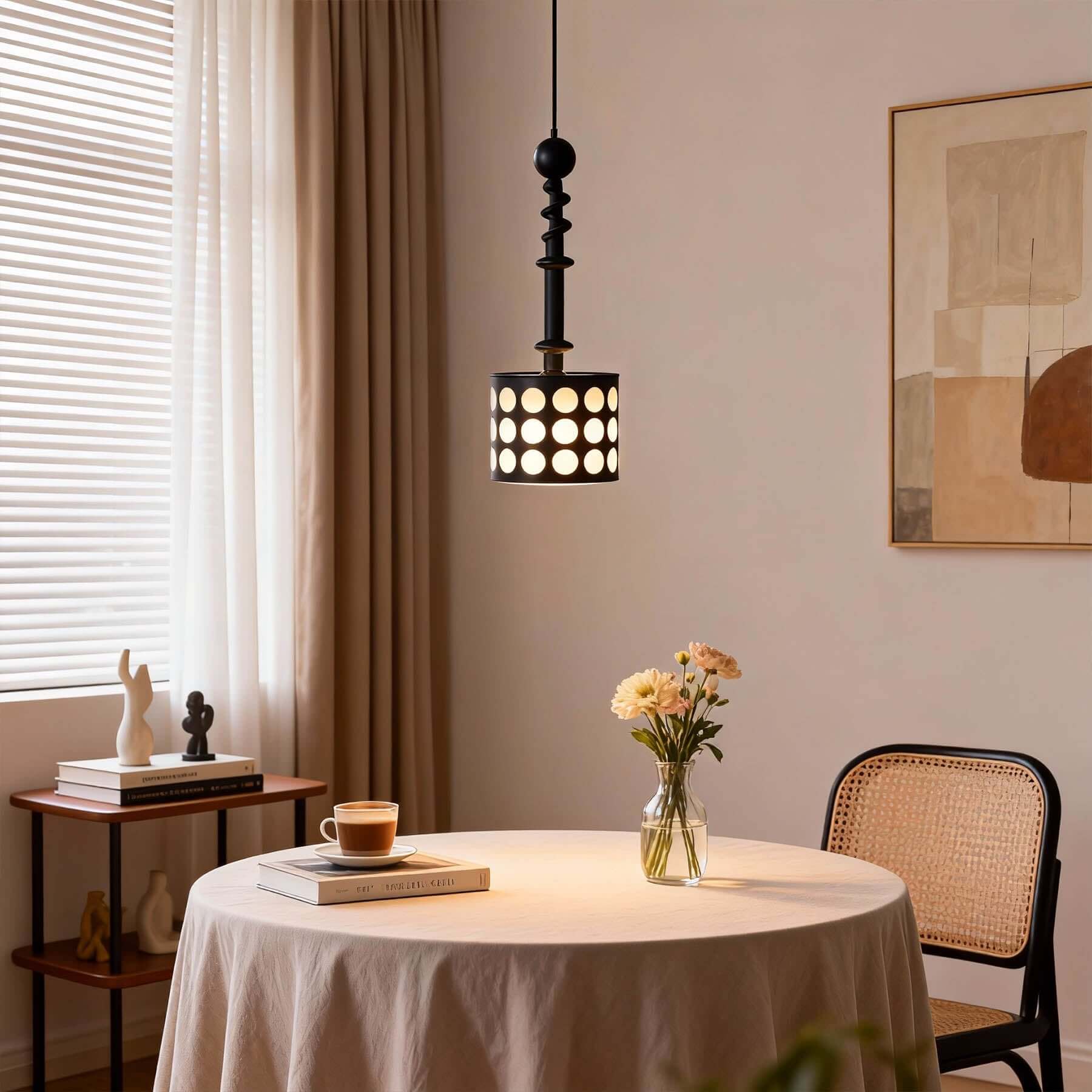 Navira Wood Pendant Light | Tall Slender Bedside Hanging Lamp