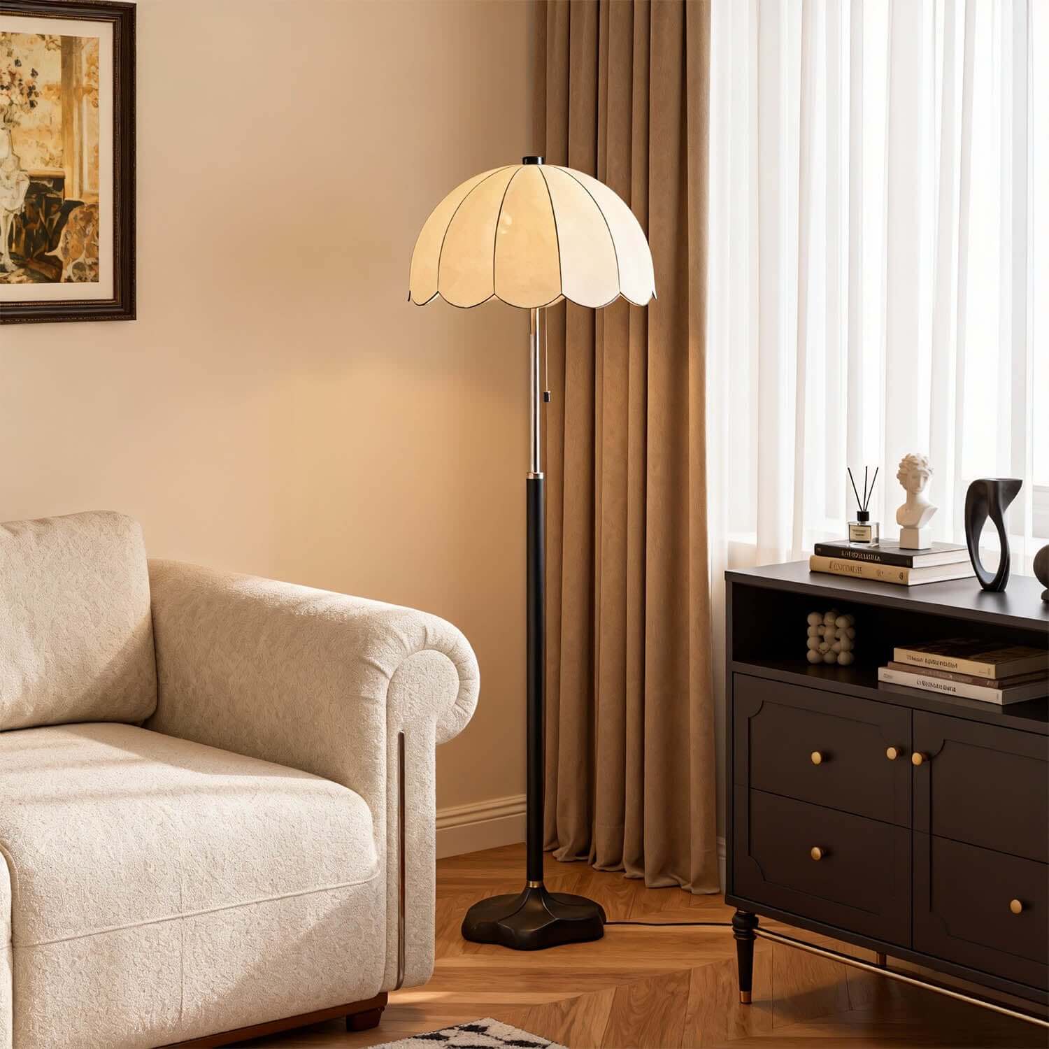 Nuvro Mushroom Floor Lamp | Mid-Century Wood Statement Floor Light