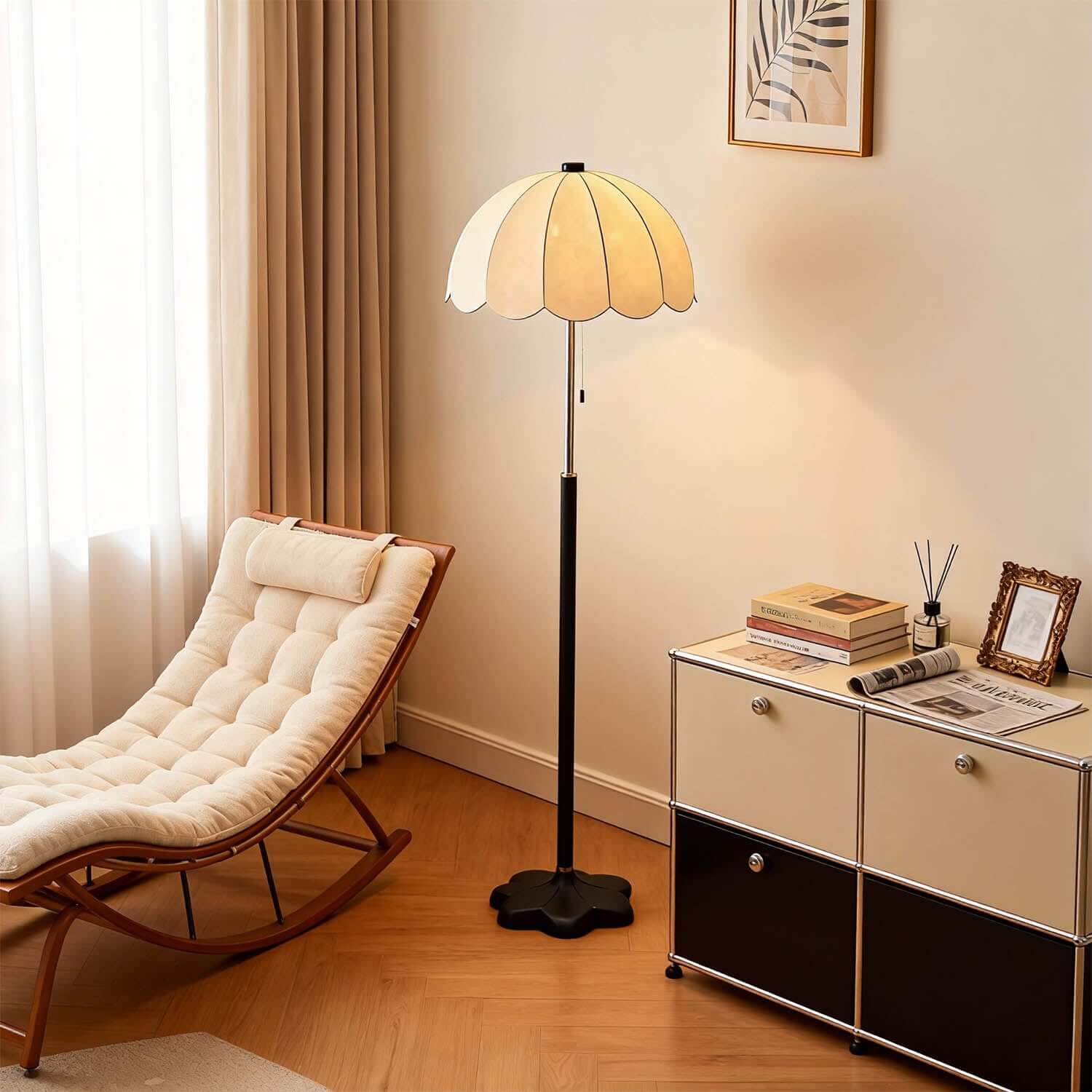 Nuvro Mushroom Floor Lamp | Mid-Century Wood Statement Floor Light
