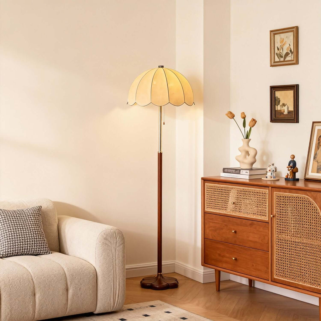 Nuvro Mushroom Floor Lamp | Mid-Century Wood Statement Floor Light