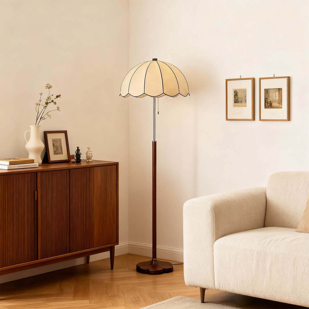 Nuvro Mushroom Floor Lamp | Mid-Century Wood Statement Floor Light