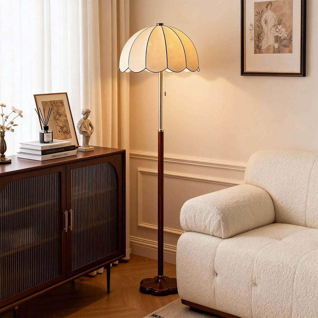Nuvro Mushroom Floor Lamp | Mid-Century Wood Statement Floor Light